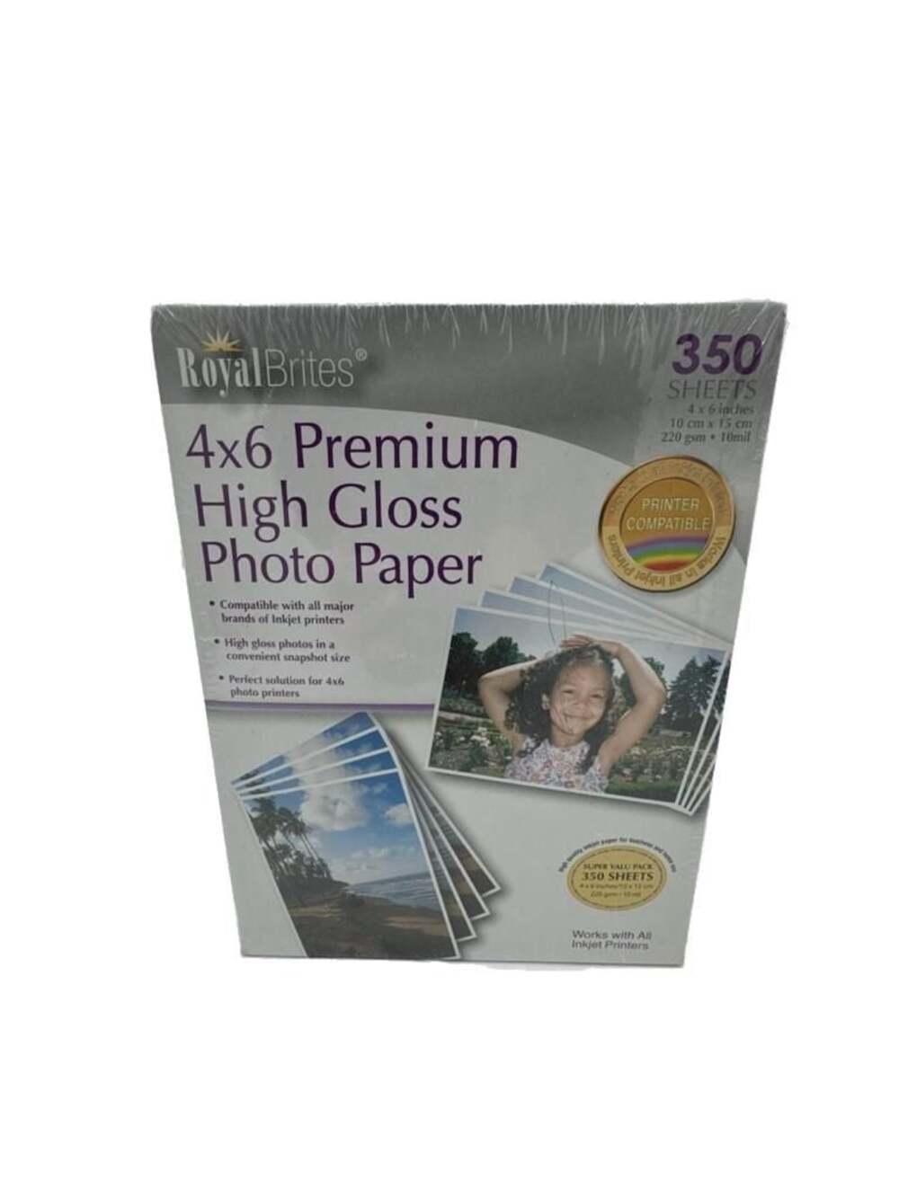 Royal Brites 4x6 Premium High Gloss Photo Paper 350 Sheets Inkjet